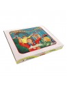 Caja de cartón FAMILY de 500 × 500 × 50 mm para pizzas familiares XXL, ideal para delivery y take away.