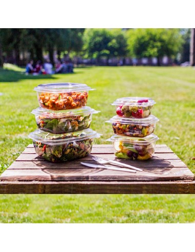 Envase bisagra de PP ideal para take away, delivery y hostelería.