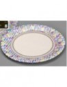 Platos de cartón 180 mm con diseño rayas y topitos en pack de 12 unidades.