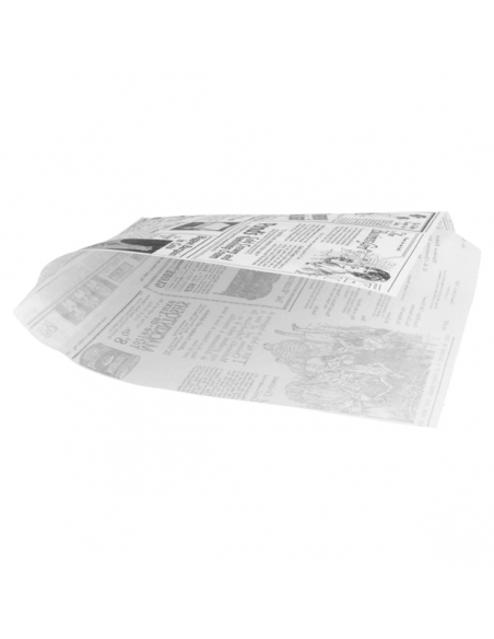 Bolsa de papel antigrasa TIMES abierta por dos lados para hamburguesas, sándwiches y bollería.