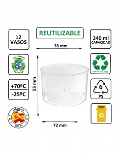 Vaso Chikito PS cristalino 220 ml, transparente y rígido. 2