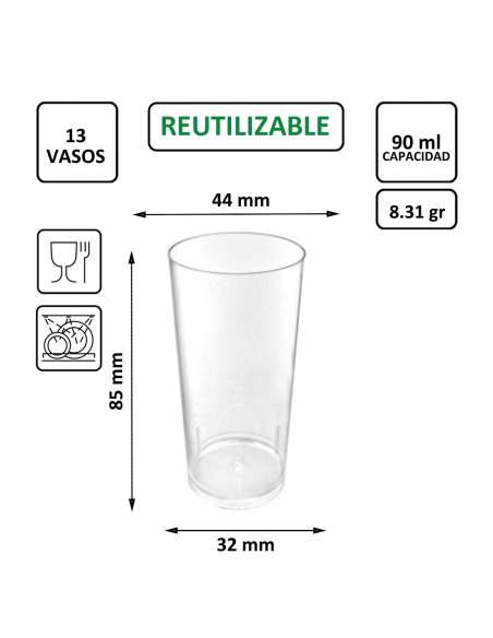 Vaso Catavino PS cristalino 90 ml, rígido y transparente, ideal para catas y degustaciones.