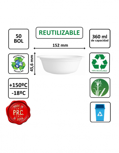 Bol 360 ml (152x46 mm) BIO fibra de...
