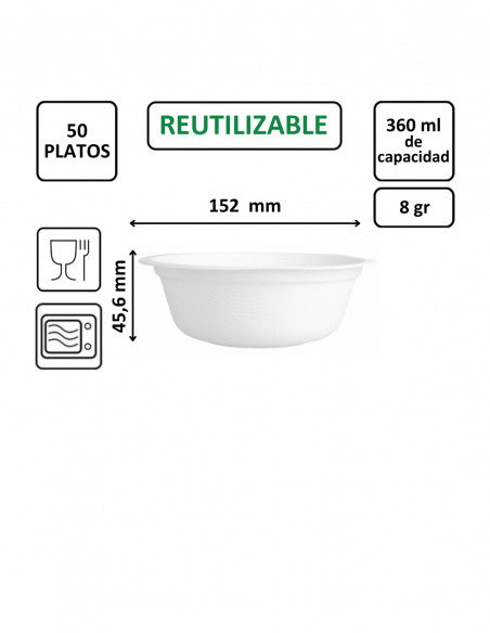 Bol 360 ml (152x46 mm) BIO fibra de caña de azúcar