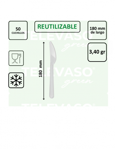 Cuchillo PS LUX transparente 180 mm de gama premium para catering y eventos.