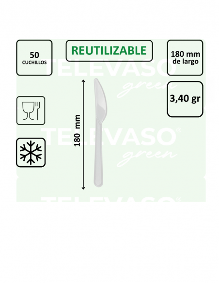 Cuchillo PS LUX transparente 180 mm de gama premium para catering y eventos.