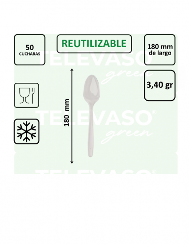 Cuchara PS LUX transparente 180 mm de gama premium para catering y eventos.