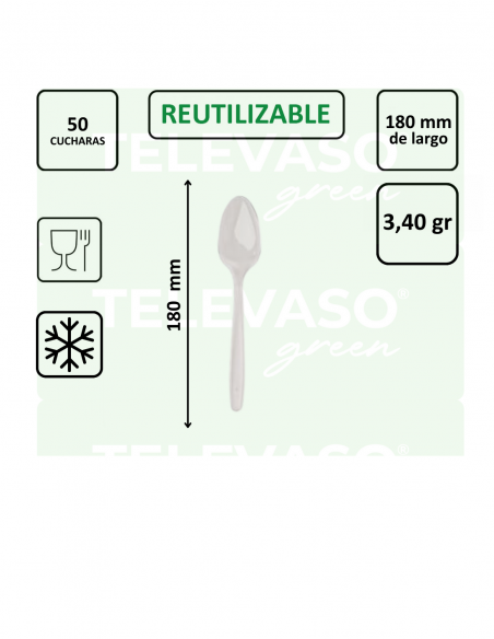 Cuchara PS LUX transparente 180 mm de gama premium para catering y eventos.