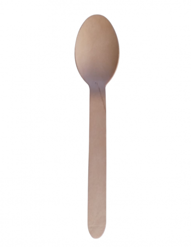 Cuchara de madera de 165 mm biodegradable y resistente para catering, eventos y comida para llevar.