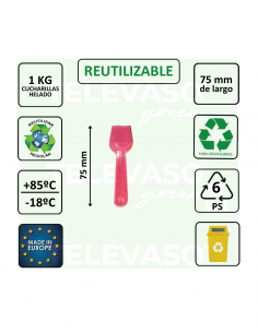 Cucharilla de helado PT-13 de 75 mm en formato bolsa de 1 kg, ideal para heladerías y degustaciones. 2