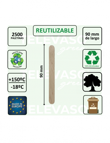Paletinas de madera natural de 9 cm para máquinas vending y bebidas calientes.