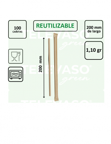 Cañitas de papel kraft rectas enfundadas ideales para hostelería y bebidas frías.