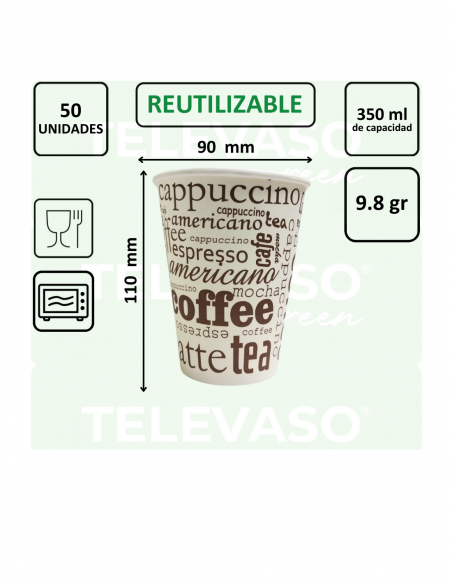 VASO PAPEL CAPUCCINO 90 mm PARA CAFÉ 360 ml (12oz)