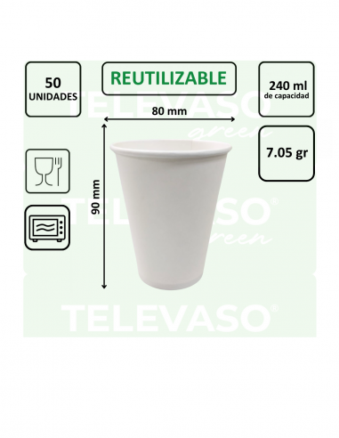 VASO PAPEL BLANCO 80 mm PARA CAFÉ 240...