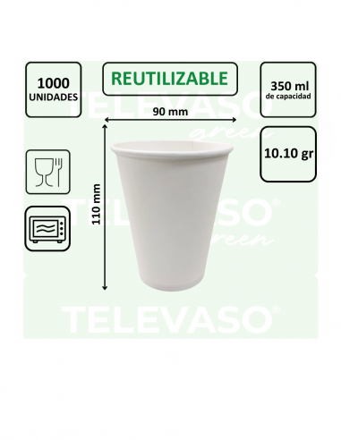 VASO PAPEL BLANCO 90 mm PARA CAFÉ 360...
