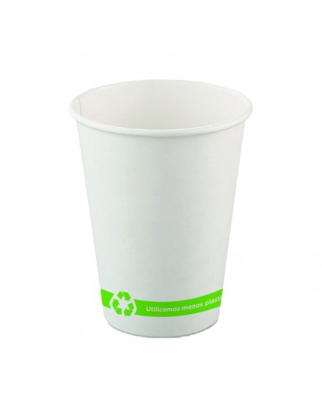 Vaso de cartón blanco reutilizable de 240 ml (8 oz) ideal para bebidas frías.