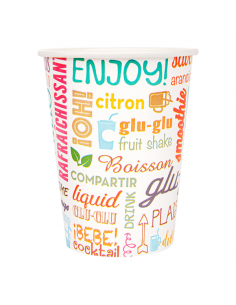 Vaso de cartón PAROLE reutilizable de 480 ml (16 oz) ideal para bebidas frías de gran capacidad.