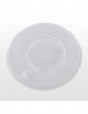 Tapa plana cruz de 90 mm en PS blanco para vasos de bebidas frías con pajita.