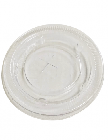Tapa plana rPET transparente de 95 mm para vasos de smoothies y bebidas frías.