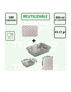 ENVASE ALUMINIO RECTANGULAR  890 ml 2