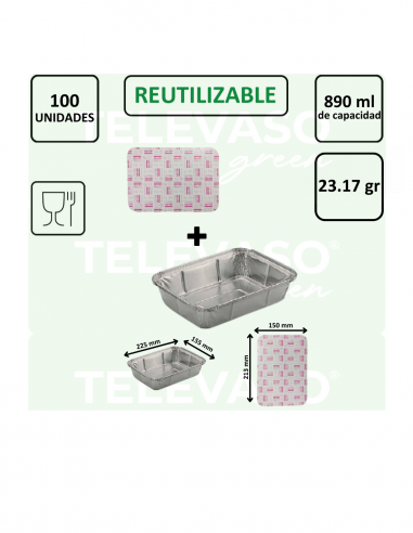 ENVASE ALUMINIO RECTANGULAR  890 ml