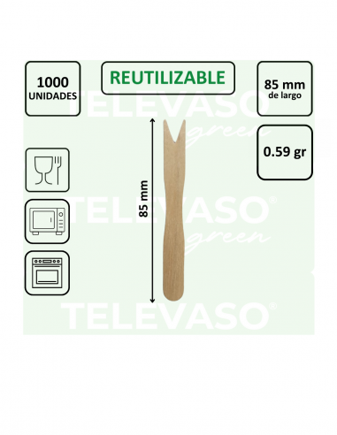 Pinchos de madera de 8,5 cm ideales para patatas, snacks y finger food.