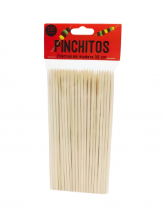 Pinchos higiénicos de madera redondos de 150 mm ideales para brochetas y catering.