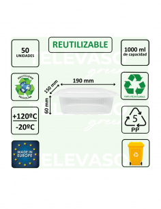 Envase bisagra de PP ideal para take away, delivery y hostelería de gran capacidad. 2