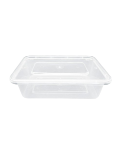 Envase rectangular de PP con tapa separada ideal para take away, delivery y hostelería.