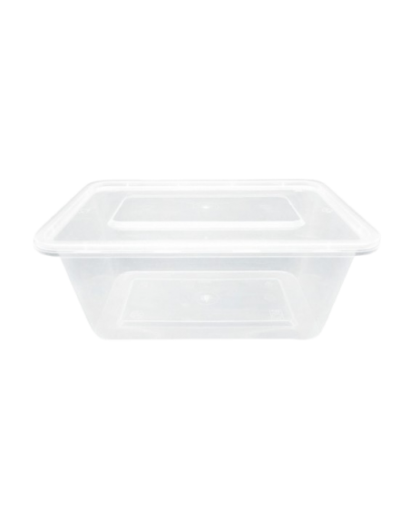 Envase rectangular de PP con tapa separada ideal para take away, delivery y hostelería.