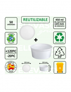 Tarrina redonda de PP ideal para take away, delivery y hostelería. 2