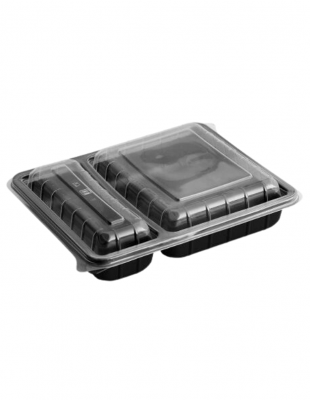 Envase catering con dos compartimentos ideal para menús completos y take away.