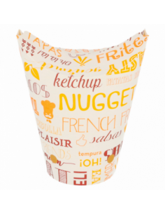 Vaso de cartón con cierre Parole ideal para patatas fritas, snacks y comida para llevar. 2