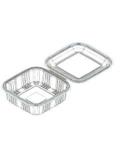 Envase cuadrado rPET de 370 ml ideal para ensaladas y postres fríos