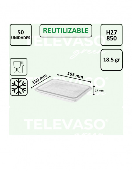 Envase rPET H27 850 ideal para loncheados, embutidos y charcutería.