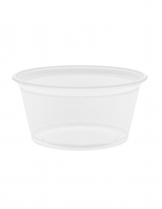 Tarrina salsera transparente de PP de 60 ml ideal para salsas y aliños. 2
