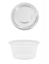 Tarrina salsera transparente de PP de 60 ml ideal para salsas y aliños.
