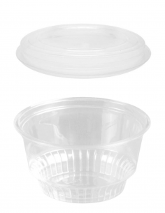 Envase redondo de PET de 237 ml ideal para postres, frutas y alimentos fríos.