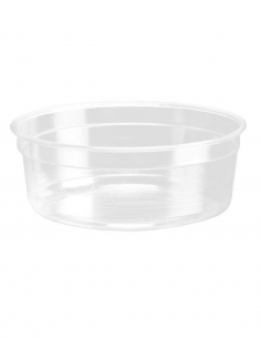 Envase redondo de PET de 237 ml con boca de 117 mm ideal para postres, frutas y ensaladas. 2