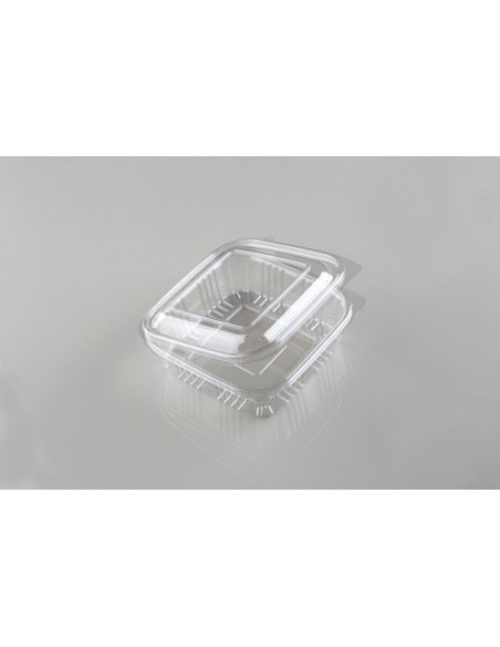 Envase cuadrado rPET de 750 ml ideal para ensaladas y comida fría.