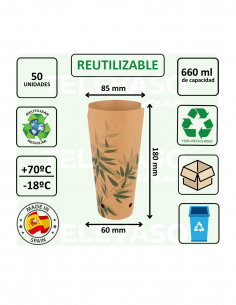 Vaso de cartón Feel Green de 660 ml con cierre integrado, ideal para patatas fritas, snacks y comida para llevar. 2