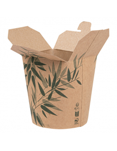 Vaso de cartón Feel Green de 660 ml con cierre integrado, ideal para patatas fritas, snacks y comida para llevar.