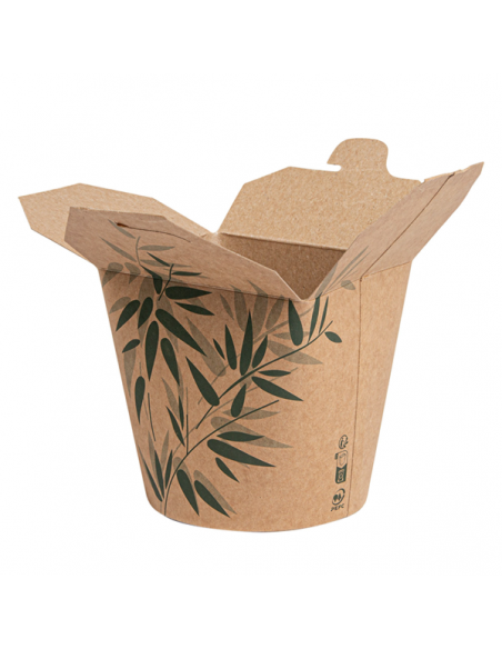 Envase de cartón Feel Green de 780 ml con cierre de orejas, apto para microondas e ideal para comida para llevar.