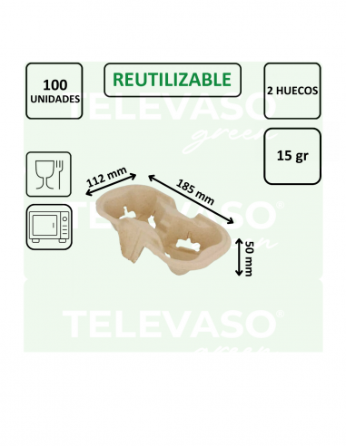 PORTAVASOS DE 2 HUECOS BIODEGRADABLES