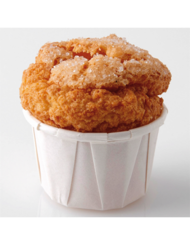 Tarrina de papel plisado antigrasa de 22 ml ideal para degustaciones, salsas y repostería.