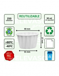 Tarrina de papel plisado antigrasa de 30 ml ideal para salsas, degustaciones y repostería. 2