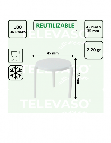 Separador o mesita para pizza de 35 mm, ideal para mantener la tapa de la caja elevada durante el transporte.