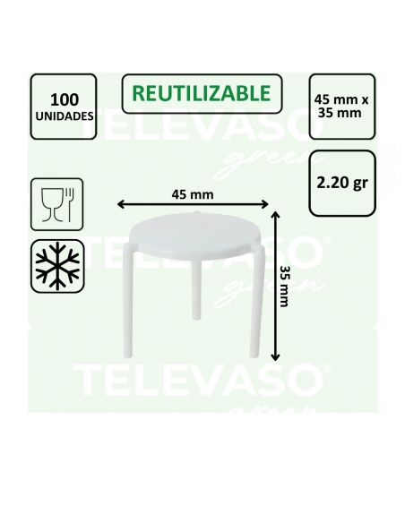 Separador o mesita para pizza de 35 mm, ideal para mantener la tapa de la caja elevada durante el transporte.