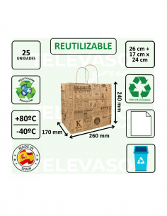 Bolsa SOS de papel con asas modelo TIMES, ideal para take away, delivery y comercios. 2