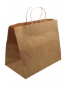 Bolsa de papel con asa rizada de gran capacidad, ideal para comercios, hostelería y take away.